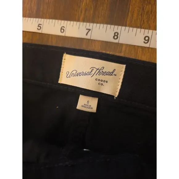 Women's High-Rise Straight Jeans - Universal Thread Black Size 6 - Picture 3 of 7